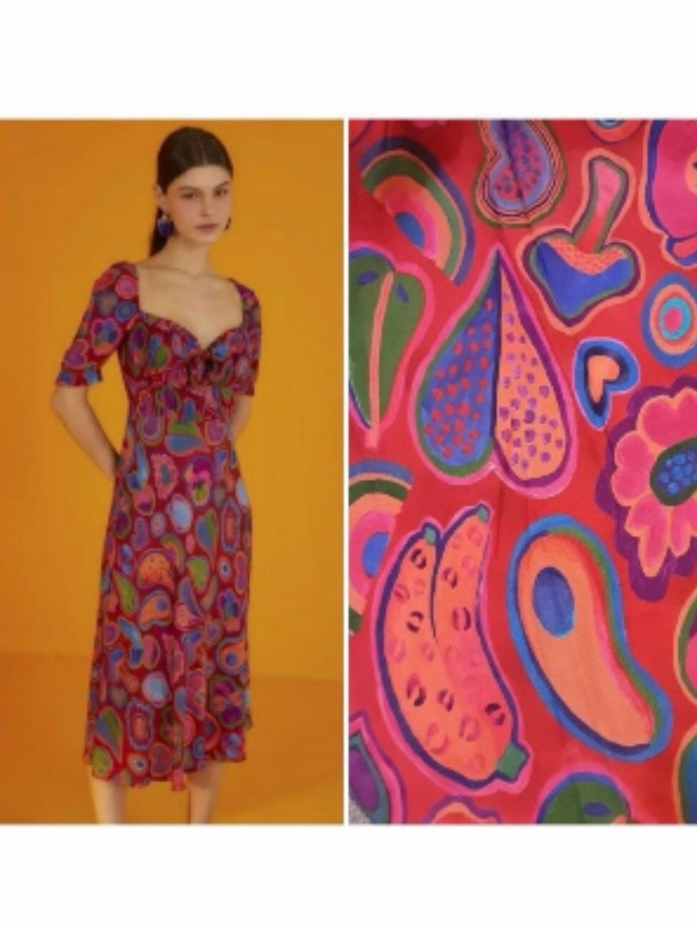 Women’s Midi Dress with Pink Multicolor Abstract Print